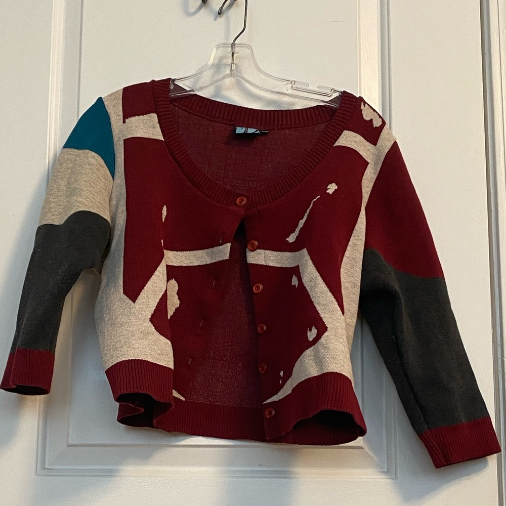 Elhoffer Galactic plus size red cardigan XXXL